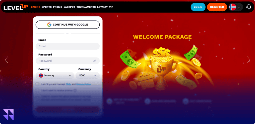 Levelup Casino hjemmeside